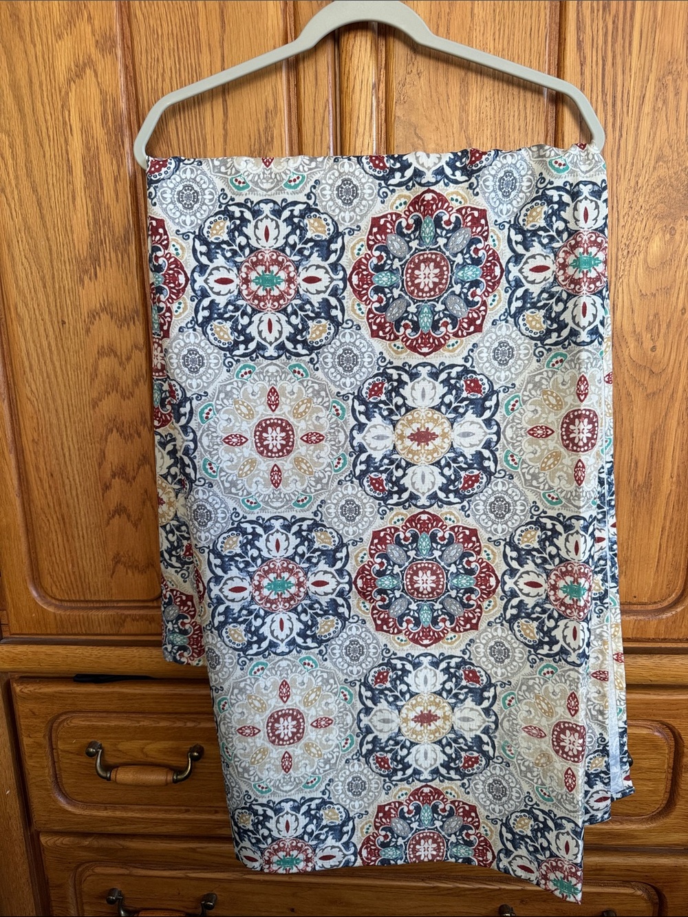 Mainstays Multicolor Medallion Pattern Scarf with Teal, Navy & Red